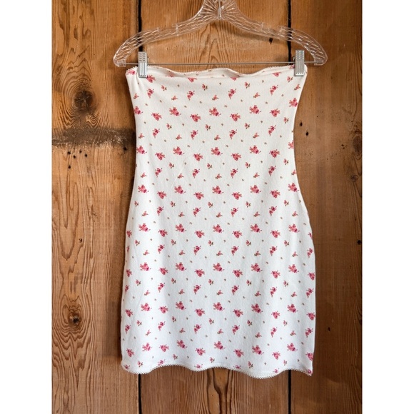 Sz M Forever 21 Cotton Ditsy Floral Mini Tube Dress In White NWT - Picture 1 of 4